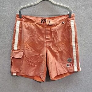 Victorinox‎ Men Swimwear Large Orange Board Shorts Logo Cargo Surf Beach